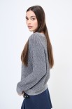 MAGLIA SCOLLO V LUREX GRIGIO