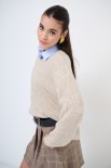 MAGLIA SCOLLO V CON SPACCHI BEIGE