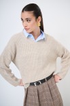 MAGLIA SCOLLO V CON SPACCHI BEIGE