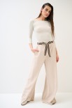 PANTA PALAZZO CON ELASTICO TENCELL BEIGE