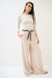 PANTA PALAZZO CON ELASTICO TENCELL BEIGE