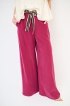 PANTA PALAZZO CON ELASTICO TENCELL UVA