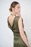 ABITO RASO CON SCOLLO AGRONDA DT E PIEGHE DV VERDE MILITARE