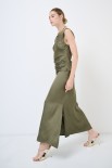 ABITO RASO CON SCOLLO AGRONDA DT E PIEGHE DV VERDE MILITARE