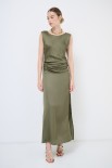 ABITO RASO CON SCOLLO AGRONDA DT E PIEGHE DV VERDE MILITARE