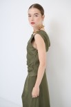 ABITO RASO CON SCOLLO AGRONDA DT E PIEGHE DV VERDE MILITARE