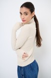 MAGLIA BASIC COLLO ALTO BEIGE