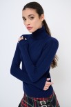 MAGLIA BASIC COLLO ALTO BLU SCURO