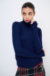 MAGLIA BASIC COLLO ALTO BLU SCURO