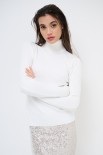 MAGLIA BASIC COLLO ALTO PANNA