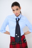 CAMICIA OXFORD CON CRAVATTA VINTAGE CELESTE