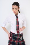 CAMICIA POPELINE CON CRAVATTA CHECK NERO