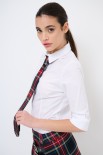 CAMICIA POPELINE CON CRAVATTA CHECK NERO