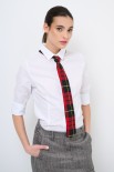 CAMICIA POPELINE CON CRAVATTA CHECK ROSSO