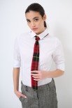 CAMICIA POPELINE CON CRAVATTA CHECK ROSSO