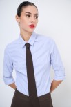 CAMICIA POPELINE SLIM RIGA CON CRAVATTA AZZURRO