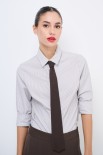 CAMICIA POPELINE SLIM RIGA CON CRAVATTA MORO