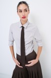 CAMICIA POPELINE SLIM RIGA CON CRAVATTA MORO