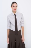 CAMICIA POPELINE SLIM RIGA CON CRAVATTA MORO