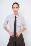 CAMICIA POPELINE SLIM RIGA CON CRAVATTA MORO