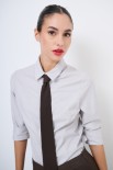 CAMICIA POPELINE SLIM RIGA CON CRAVATTA MORO