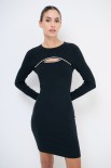 ABITO CUT OUT CON STRASS NERO