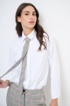 CAMICIA OXFORD OVER CON CRAVATTA PIED DE POULE BIANCO