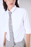 CAMICIA OXFORD SLIM  CON CRAVATTA PIED DE POUL BIANCO