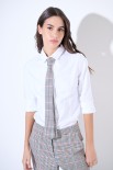 CAMICIA OXFORD SLIM  CON CRAVATTA PIED DE POUL BIANCO