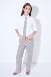 CAMICIA OXFORD SLIM  CON CRAVATTA PIED DE POUL BIANCO