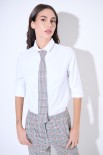 CAMICIA OXFORD SLIM  CON CRAVATTA PIED DE POUL BIANCO