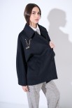 CAPPOTTO MIDI CON COLLETTO NERO