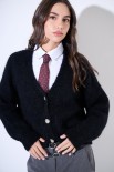 CARDIGAN OVER BOTTONI GIOIELLO NERO