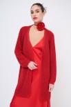 CARDIGAN LUNGO LUREX ROSSO