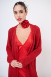 CARDIGAN LUNGO LUREX ROSSO