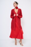 CARDIGAN LUNGO LUREX ROSSO