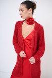 CARDIGAN LUNGO LUREX ROSSO