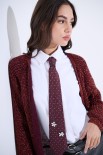 CARDIGAN LUNGO LUREX VINO