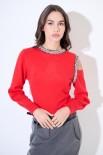 MAGLIA CUT OUT CON STRASS ROSSO