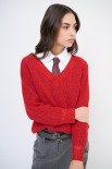 MAGLIA SCOLLO V LUREX ROSSO