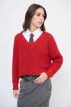 MAGLIA SCOLLO V LUREX ROSSO