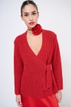 MAGLIA INCROCIO CON NODO LUREX ROSSO