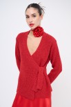 MAGLIA INCROCIO CON NODO LUREX ROSSO