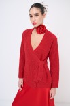 MAGLIA INCROCIO CON NODO LUREX ROSSO