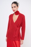 MAGLIA INCROCIO CON NODO LUREX ROSSO