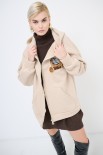 FELPA CON ZIP PIU CAPPUCCIO BEIGE