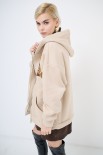 FELPA CON ZIP PIU CAPPUCCIO BEIGE