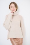 MAGLIA OVER COLLO ALTO BEIGE