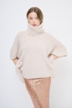 PONCHO SMANICATO COLLO ALTO BEIGE