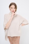 PONCHO SMANICATO COLLO ALTO BEIGE